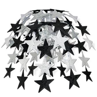 Déco de plafond "Pluie d'étoiles" 61 cm - argenté-noir