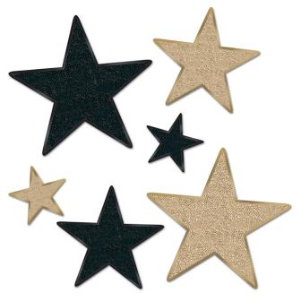 Déco de salle "Étoiles brillantes" 6 pcs - or-noir