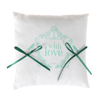 Coussin pour alliances "With love" - vert