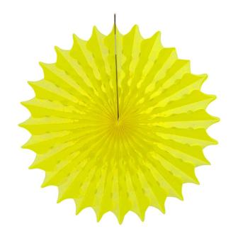 Déco de plafond lumière UV en papier alvéolé "Neon" 45 cm - jaune fluo