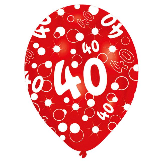 6 Ballons 40 ans multicolores -Décoration anniversaire