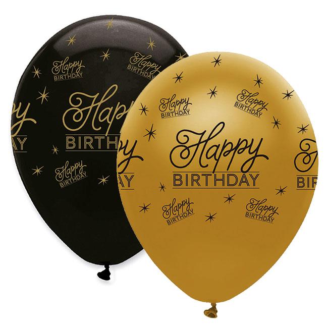 Ballons de Baudruche Happy 2024, Noir, 6 ballons - Déguiz-fêtes