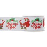 Étiquettes cadeau adhésives forme boule Joyeux Noël doré brillant, rouge  et blanc (x500)